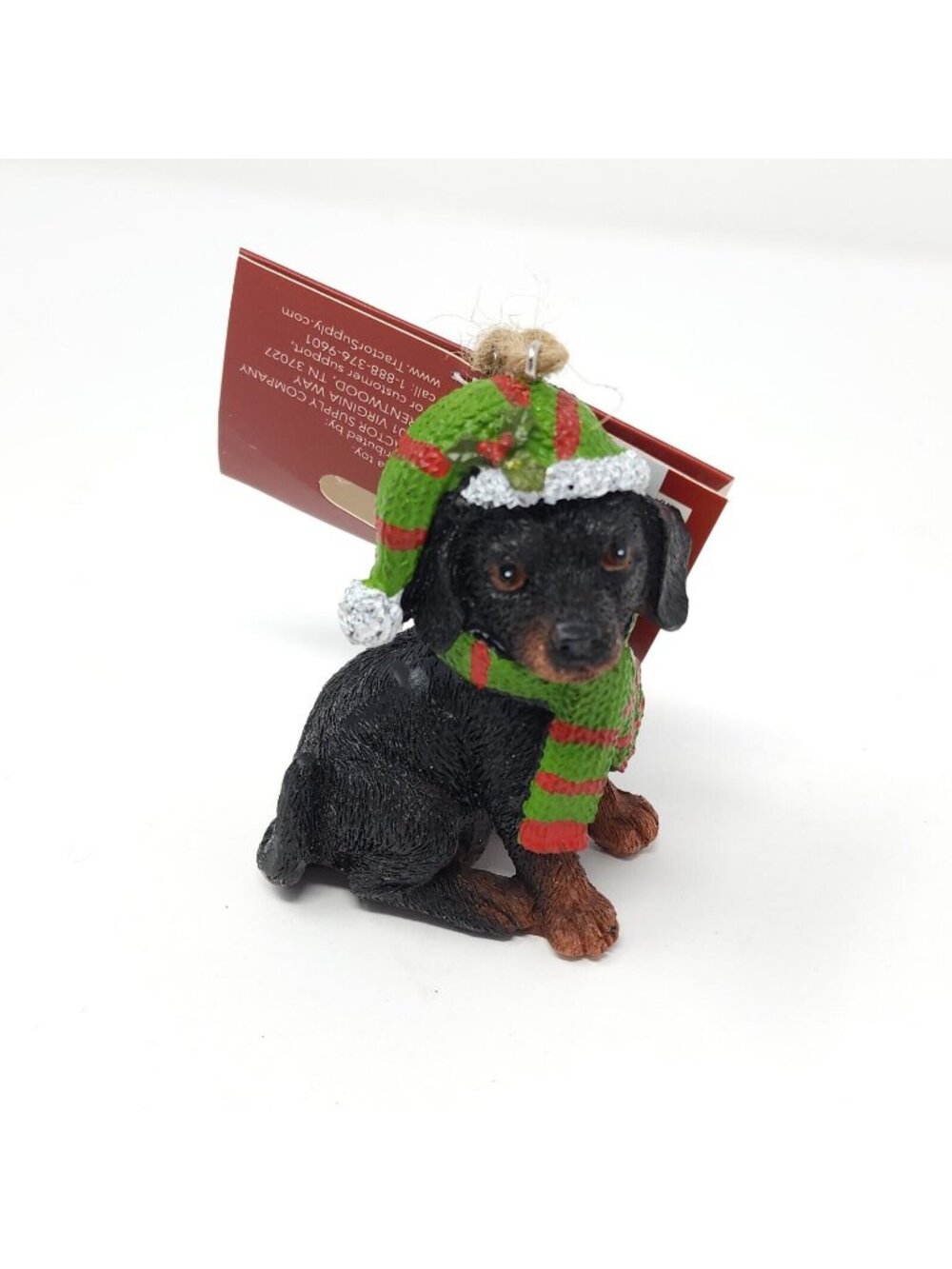 Red Shed Black Dog Christmas Ornament Resin Rottweiler Ornament for Tree Hanging